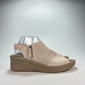 LifeStride Starlet Beige Lightweight Slingback Wedge Sandals Women's Size 9M